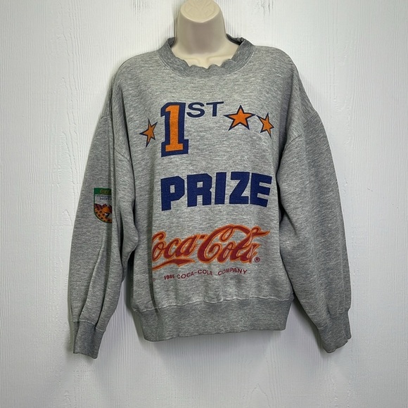 Coke Cola - 1986 Vintage Thoroughbreds Lucky Boy 1St Prize Graphic Sweatshirt M - Picture 2 of 10